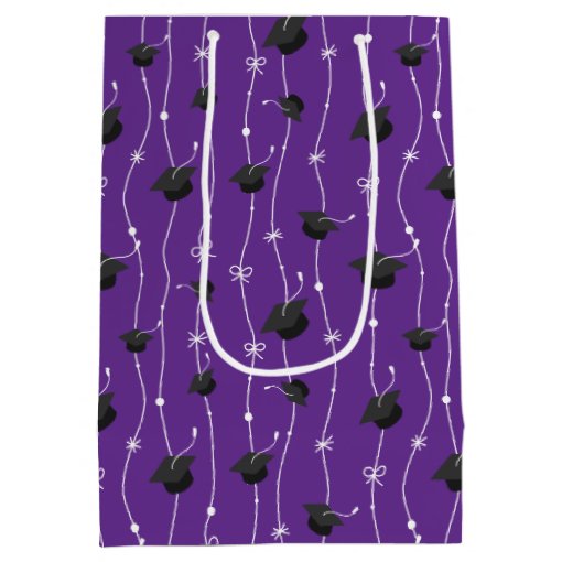 Purple Graduation Caps and Ribbon Medium Gift Bag | Zazzle