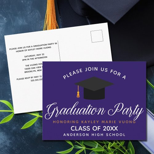 Purple Graduation Class of 2024 Custom Party Postcard