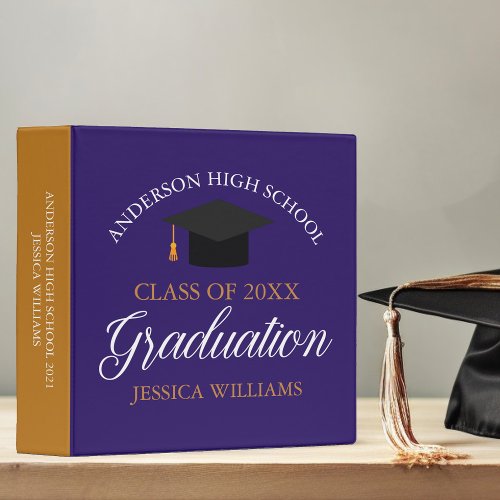 Purple Graduation Class of 2024 Senior Photo Album 3 Ring Binder
