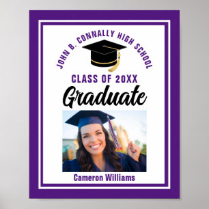 Purple Graduation Customized Graduate Photo Party Poster