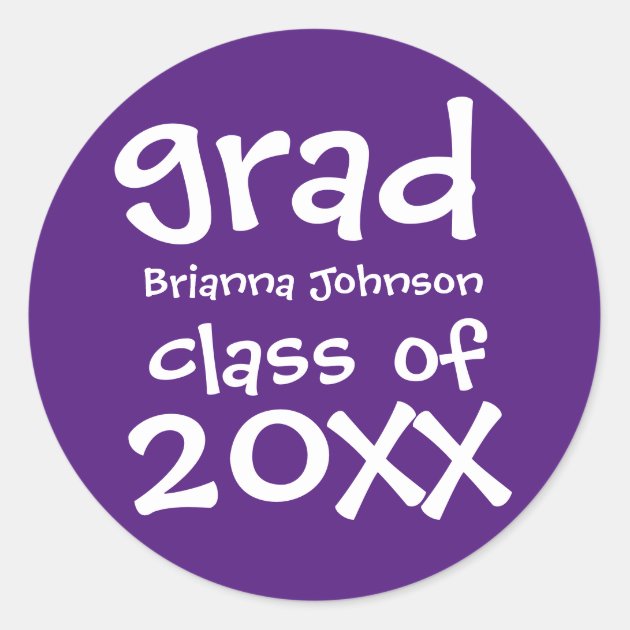Purple Graduation Envelope Seal With White Text
