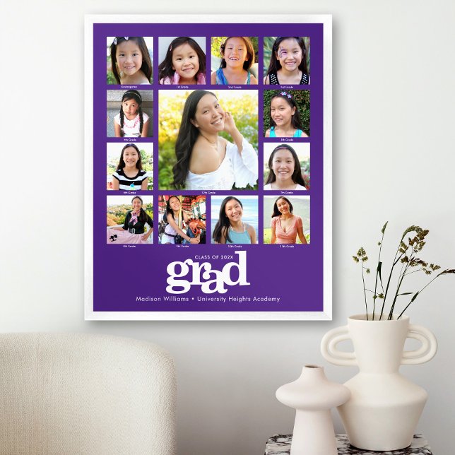 Purple Graduation K–12 Photo Collage Bold Modern Poster (Creator Uploaded)