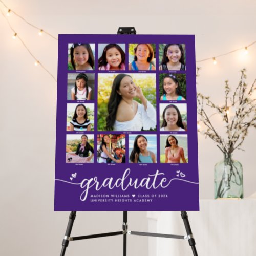 Purple Graduation K12 Photo Collage Modern Script Foam Board