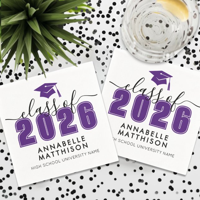 Purple Graduation Napkins (Graduate Purple Graduation Napkins)
