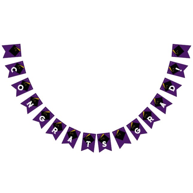 Purple Graduation Party Congrats Decoration Bunting Flags (All)