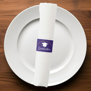 Purple Graduation Party Custom High School Napkin Bands