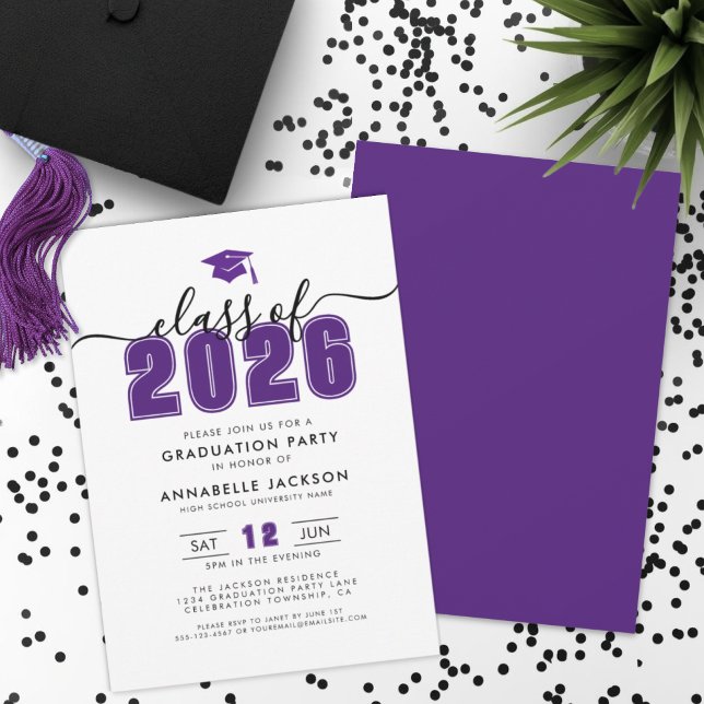 Purple Graduation Party Invitation (Simple Modern Purple Graduation Party Invitation)