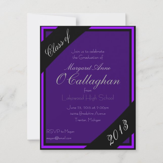 Purple Graduation Party Invitation (Front)