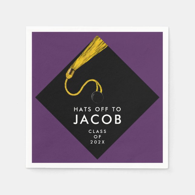Purple Graduation Party Napkins (Front)