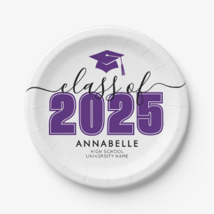 Purple Graduation Party Paper Plates