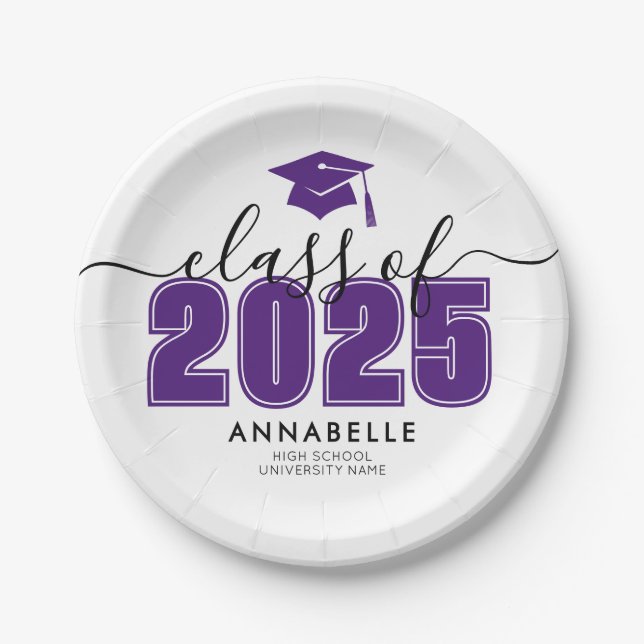 Purple Graduation Party Paper Plates (Front)