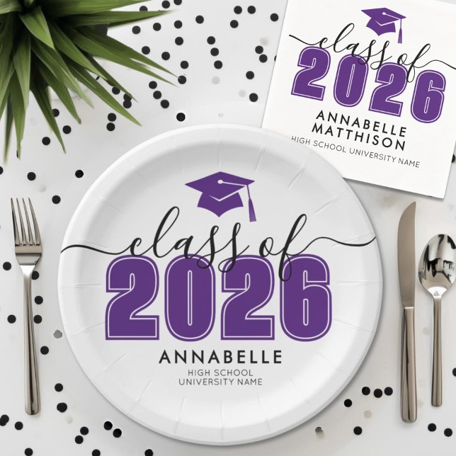Purple Graduation Party Paper Plates (Purple Graduation Party Paper Plates)