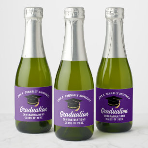 Purple Graduation Party Personalized Mini Sparkling Wine Label