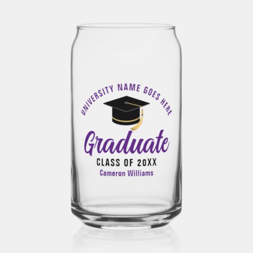 Purple Graduation Personalized 2024 Graduate Can Glass