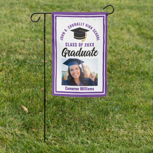 Purple Graduation Personalized 2024 Graduate Photo Garden Flag