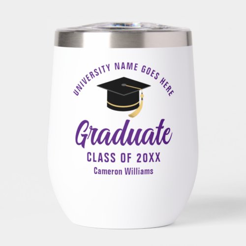 Purple Graduation Personalized 2024 Graduate Thermal Wine Tumbler