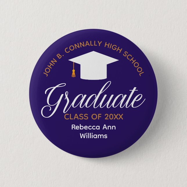 Purple Graduation Personalized 2025 Graduate Button (Front)