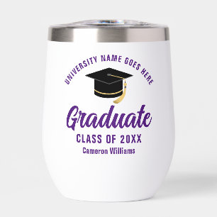 Purple Graduation Personalized 2025 Graduate Thermal Wine Tumbler