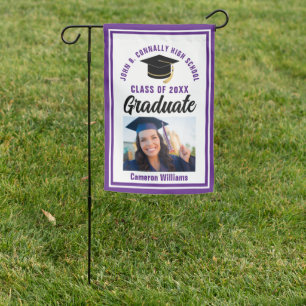 Purple Graduation Personalized Graduate Photo Garden Flag