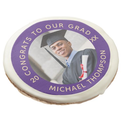 Purple Graduation Photo Class Year Personalized Sugar Cookie