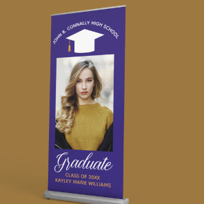 Purple Graduation Photo Custom Class of 2024 Party Retractable Banner