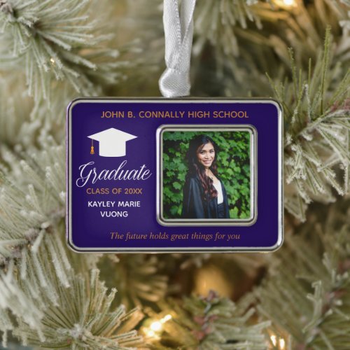 Purple Graduation Photo Inspirational Quote Custom Christmas Ornament