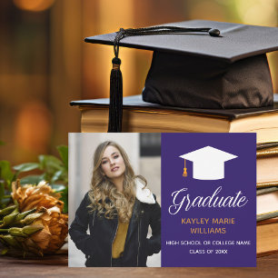 Purple Graduation Photo Modern 2026 Graduate Announcement