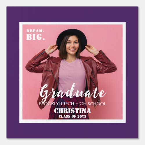 Purple Graduation Photo Sign