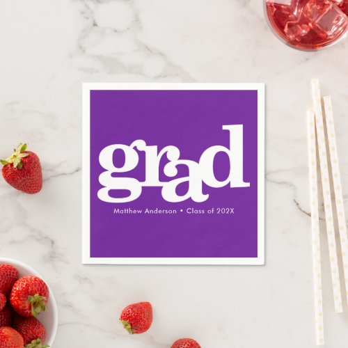 Purple graduation simple modern bold typography napkins