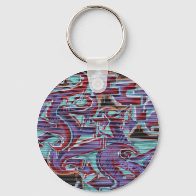 Purple Graffiti on Shutter Keychain (Front)