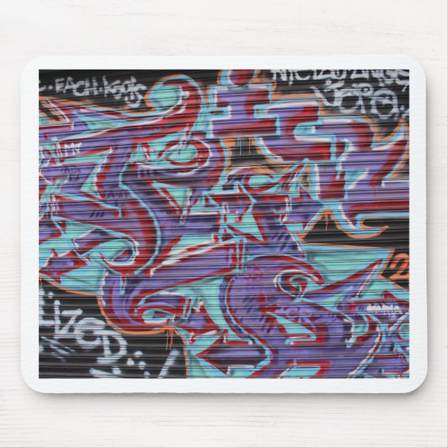 Purple Graffiti on Shutter Mouse Pad (Front)