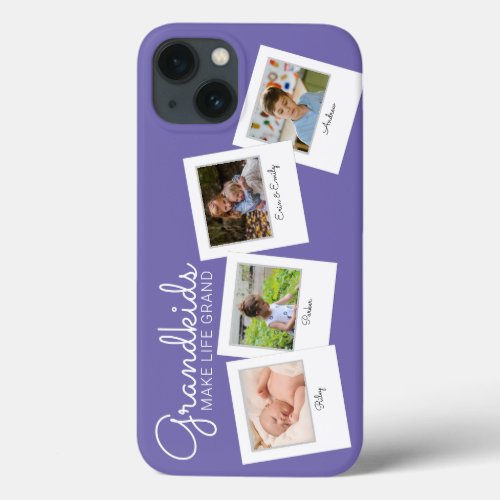 Purple Grandkids Make Life Grand Grandchildren iPhone 13 Case