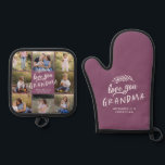 Purple grandma multi photo gift oven mitt & pot holder set<br><div class="desc">Purple grandma multi photo oven mitt Christmas,  birthday,  mothers day gift design</div>