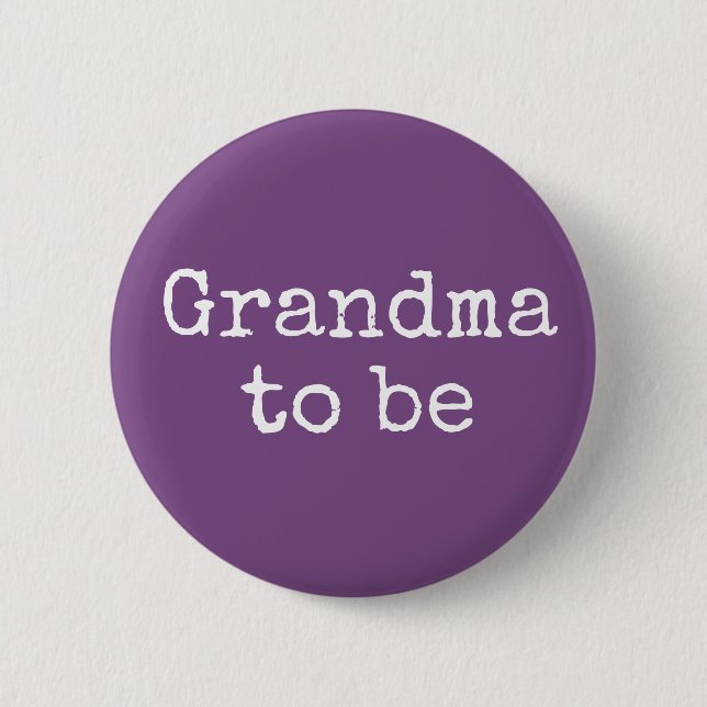 Purple Grandma to be Baby Shower Button (Front)