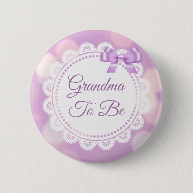 Purple Grandma to be Baby Shower Button (Front)