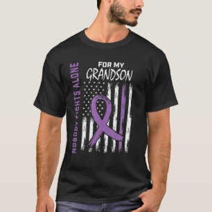 Purple Grandson Epilepsy Awareness American Flag F T-Shirt