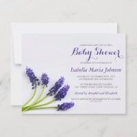 Purple Grape-Hyacinth | Floral Baby Shower Invitation | Zazzle