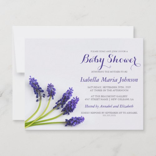 Purple Grape_Hyacinth  Floral Baby Shower Invitation