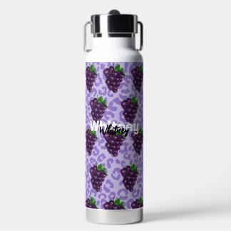 Purple Grape Leopard Print Custom Water Bottle