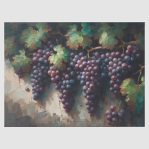 Purple Grapes and Vine Oil Painting Decoupage Tissue Paper