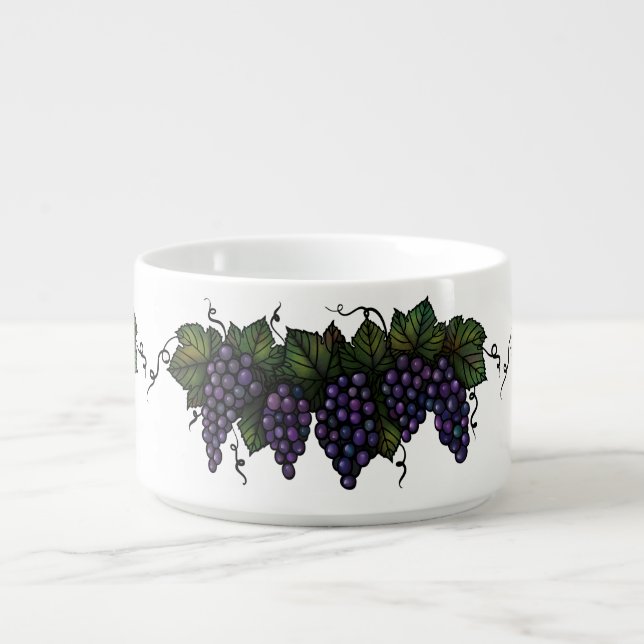 Purple Grapes Bowl With Handle, Grapes Gift Mug, (Center)