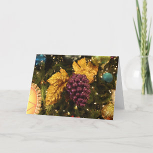 purple grapes christmas ornament greeting card