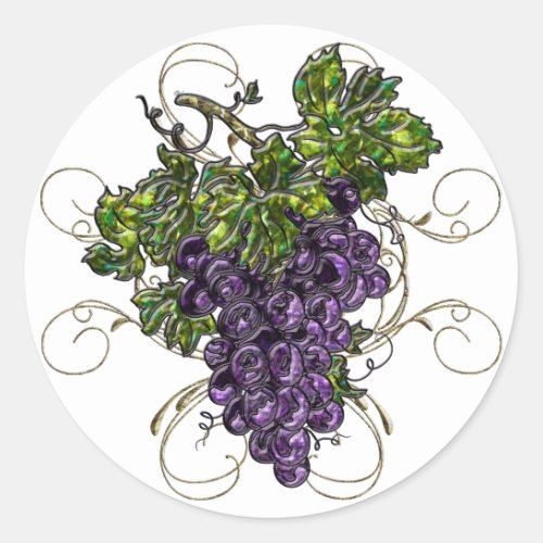Purple Grapes Classic Round Sticker