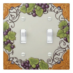 Purple Grapes Frame Border Kitchen Light Switch Cover