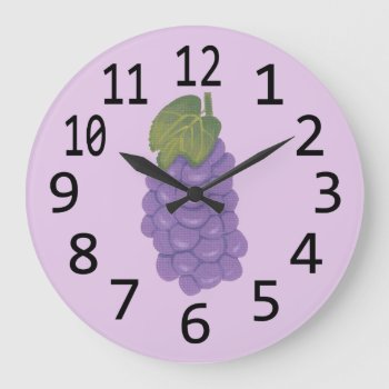 Purple Grapes Fruit Art Clocks by Cherylsart at Zazzle