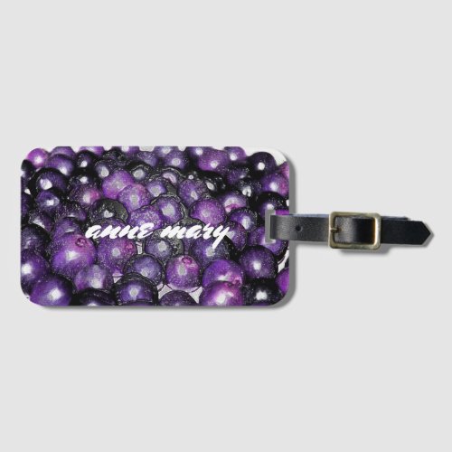 Purple Grapes Fruit Patterns Abstract Custom Name  Luggage Tag