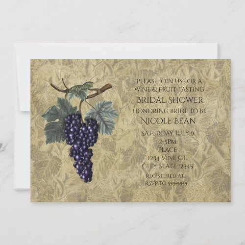 Purple Grapes Fruit Wine Tasting Party Invitation