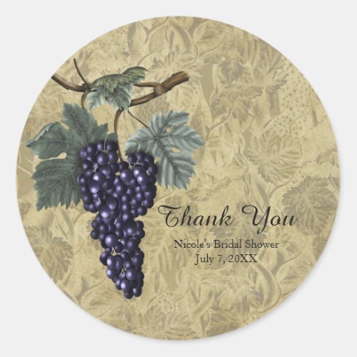 Purple Grapes Fruit Wine Tasting Party Invitation Classic Round Sticker