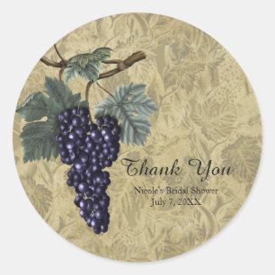 Purple Grapes Fruit Wine Tasting Party Invitation Classic Round Sticker