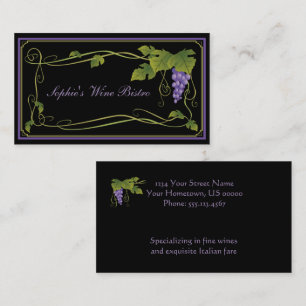 Purple Grapes Green Leaves Vines Border Business Card